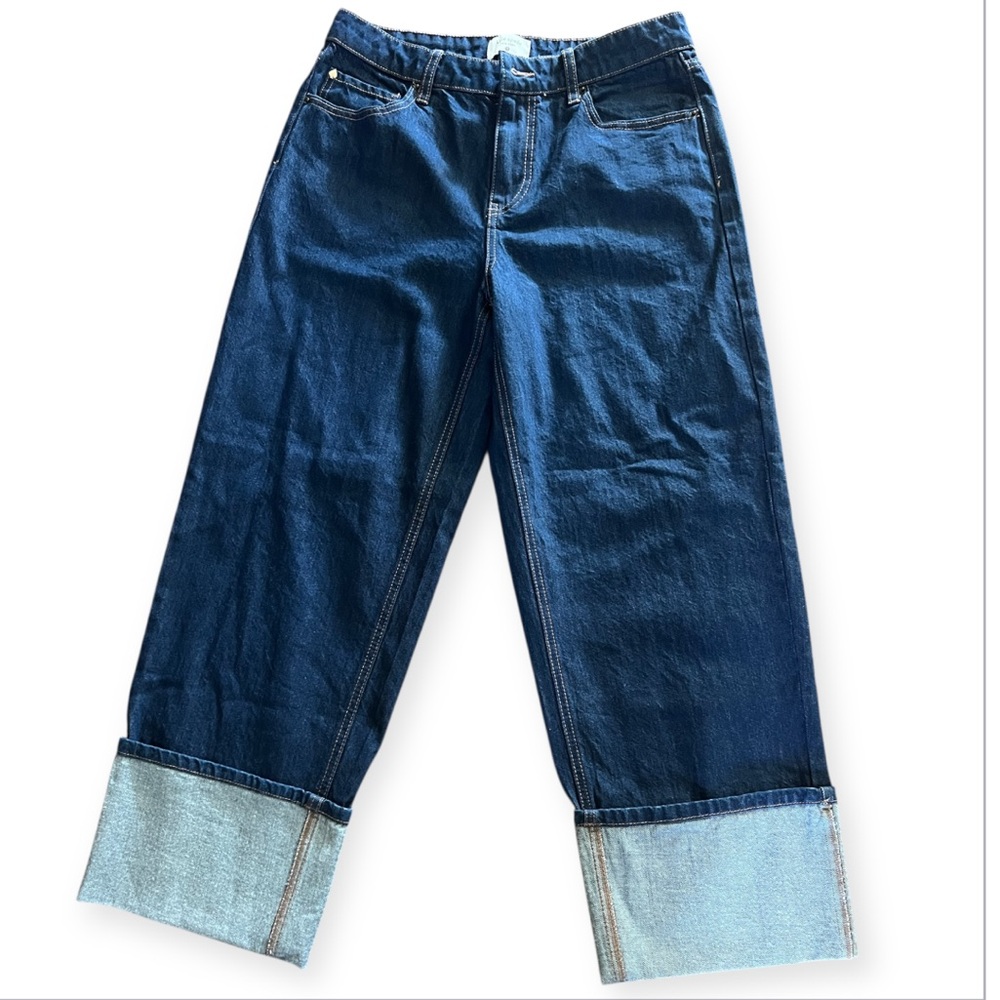 Kate Spade X Target High Wide Cuff Dark Wash Jeans Size 8 - Picture 3 of 6